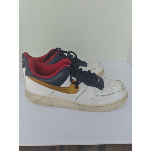 Nike Air Force 1 Low Top Sneakers White‎ Gold Navy Red Accent Shoes main image 9